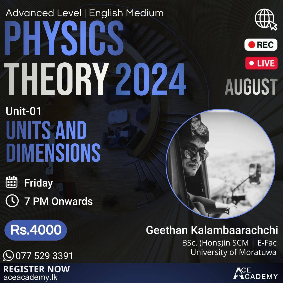 2024 Physics Units and Dimensions English Medium [August] By Mr. Geethan Kalambarachchi